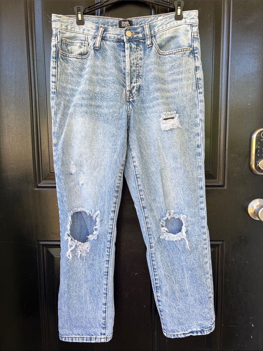 Light Wash Distressed Ankle Jeans